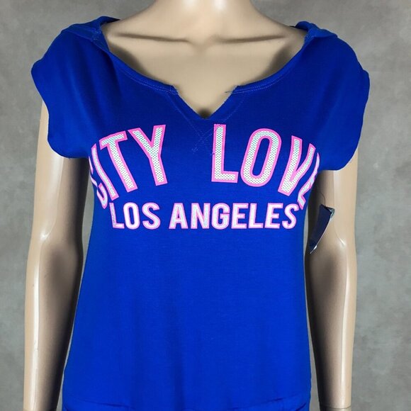 Material Girl Active City Love LOS ANGELES Hooded Romper NWT - Picture 7 of 7